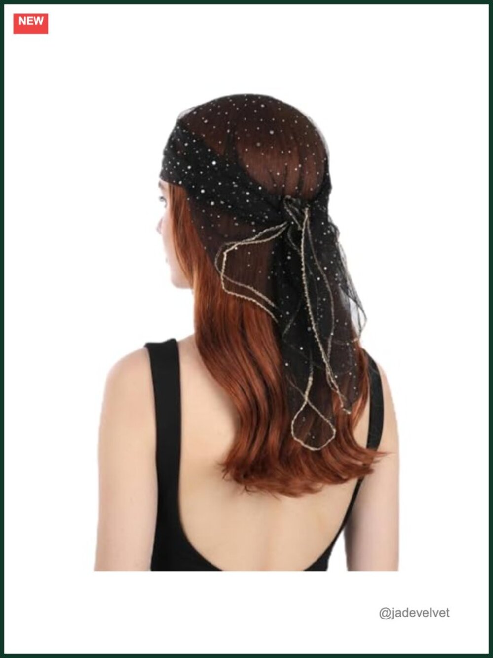 Sequin Head Scarf - Sparkly Rhinestone Hair Wrap, 90s Glitter Bandana for